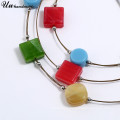 3 layers charm necklace with acrylic resin beads for women multi layered necklace